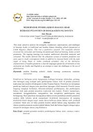 Kami rindu untuk pulang kampung ke rumah saya di kediri. Pdf Modernisme Pembelajaran Bahasa Arab Berbasis Pesantren Di Rangkasbitung Banten