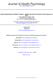 Journal of health psychology is a leading international peer reviewed journal that aims to support and help shape research in health psychology from around . Pdf Body Dissatisfaction Within Couples Adding The Social Context To Perceptions Of Self Jane Ogden Academia Edu