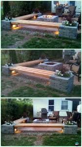 Diy Propane Fire Pit Corner Benches With Landscape Lighting And Pillars With Planters Mehr Zum Selberm Landschaftsbeleuchtung Feuerstelle Garten Propan Kamin