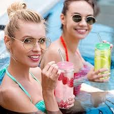 Domensi 8 Set Cute Glass Cups with Acrylic Lids and Glass Straw Reusable  Can Shaped Drinking Glasses Iced Coffee Glass Tumbler for Smoothie,  Cocktail, Whiskey, Water, Gift, 8 Straw Brushes (20 oz) :