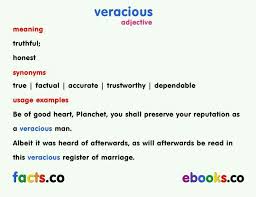 Veracious Adjective Meaning Good Heart Vocabulary