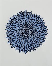 Chrysantheme Holzschnitt Blau Kunstdruck Blume Holzdruck Poster Blume Handgedrucktes Poster Blume Illustration Blau Original Druck Woodblock Print Original Prints Poster Prints