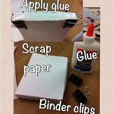 Diy Notepad Scrap Paper Elmer S Glue 2 Binder Clips 1 Bind Paper Together As Close To Top Edge As Possible 2 Apply Paper Notepads Diy Notebook Scrap Paper