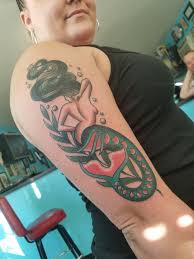 Neo Traditional Mermaid Tattoo Mermaid Tattoo Traditional Mermaid Tattoos American Traditional Tattoo