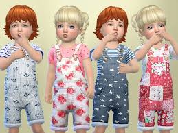 Sims 4 cc tsr • custom content downloads. The Sims Resource Toddlers Patterned Overalls By Sweetdreamszzzzz Sims 4 Downloads