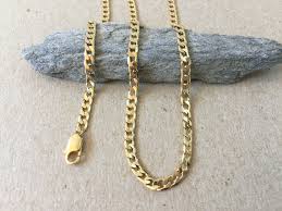 The figaro chains can be worn by both men and women. Gold Curb Chain Necklace 3 8 Mm Thick Flat Curb Link Neck Etsy