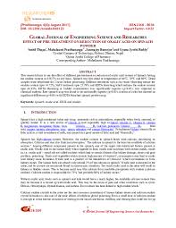 Effect Of Pre Treatment On Reduction Of Oxalic Acid On