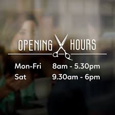 Omg i am a brunette! Opening Hours Times Table Sign For Barber Shop Self Adhesive Decal Design Bs5 Salon Signs Barber Shop Interior Vinyl Signs Business