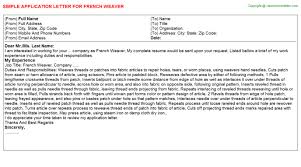 Forums pour discuter de cover letter, voir ses formes composées, des exemples et poser vos questions. French Weaver Application Letter