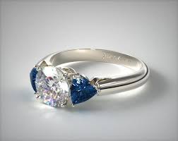14k White Gold Three Stone Trillion Shaped Blue Sapphire Engagement Ring In 2020 Sapphire Engagement Ring Blue Engagement Rings Sapphire Emerald Engagement Ring