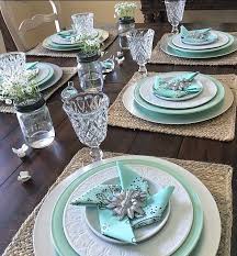Mint Green White And Silver Make A Fresh Summer Tablescape Christmas Table Decorations Table Decorations Dining Table Decor