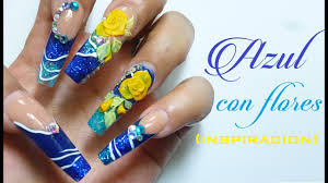 Uñas acrílico también a domicilios. Diseno De Unas Acrilicas Azul Con 3d Youtube
