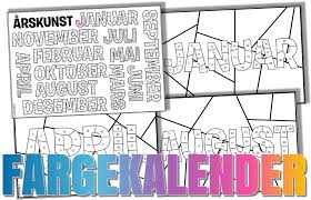 Gratis utskrivbare fargeleggingssider for barn og voksne. Kalender For Fargelegging Av Aret Bm Nn Malimo