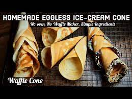Homemade Ice Cream Waffle Cone Recipe Without Egg - Youtube