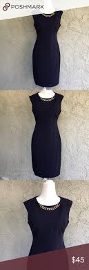 Calvin Klein Navy Blue Gold Chain Dress 4 Dresses Blue Dresses Chain Dress