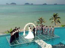 Over Water Wedding Ceremony At Conradkohsamui Kohsamui Samui Thailand Water Wedding Ceremony Outdoor Wedding Outdoor Ceremony