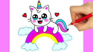 Draw a semicircle aligned with each of the ears. How To Draw A Cat Unicorn Drawing Cat Unicorn Youtube