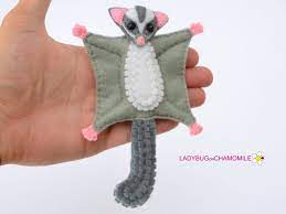 Felt Sugar Glider Ornament Toy Magnet Etsy Felt Toys Animal Felt Australian Animals