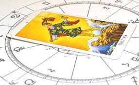 Tarot And Astrology Fool Card On A Astro Chart Stock Photo