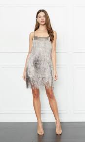 Della Dress In Metallic Bachelorette Party Dress Fringe Mini Dress Mini Dress