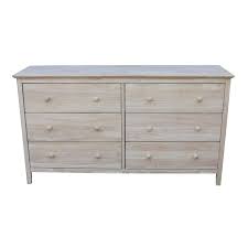 Sommerville 6 Drawer Double Dresser Unfinished Wood Dresser Unfinished Furniture Wood Dresser