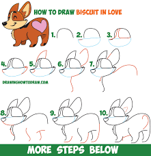 How To Draw Biscuit The Dog From Facebook Messenger Kawaii Chibi Style Dog Easy Step By Step Drawing Tutorial How To Draw Step By Step Drawing Tutorials Drawing