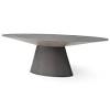 The beautiful, oval counter height table is designed on two large crossed ovals while the oval pedestal base is sturdily crafted from solid wood and veneer to support the 8mm tempered glass top. 1