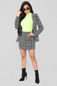 Black And White Plaid Skirt And Blazer Set Ready For My Raise Skirt Set Black White Fly Outfit Clothes Skirts