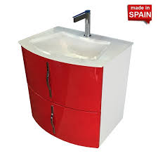 Now that the vanity has a facet installed and hole for the sink, you can install the sink for the last time. Socimobel 24 In Kron Bathroom Vanity Color Red And White