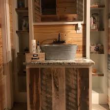 reclaimed oak cabinets with washtub sink