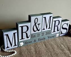 Find the best bridal shower gifts for the bride who has everything, or customize a great gift both the bride and groom can enjoy for years to come. Personalized Mr And Mrs Wedding Sign Wooden Blocks Wedding Reception Sweet Heart Table Photo Prop Creative Wedding Gifts Wedding Gift Signs Wedding Gift Diy
