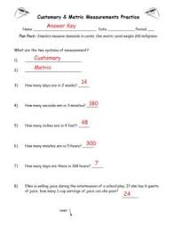 Create an unlimited supply of worksheets for conversion of customary measurement units (inches, feet, yards, miles, ounces, pounds, tons, ounces, cups, pints, quarts, and gallons). Customary And Metric Converting Measurement Worksheet And Answer Key