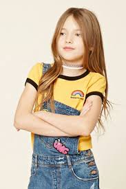 Forever 21 Girls A Knit Tee Featuring An Embroidered Follow Me And A Rainbow Graphic On Fron Forever 21 Girls Outfits Forever 21 Outfits Kids Outfits Girls