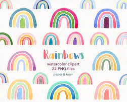 Watercolor Rainbows Clipart Graphics Colorful Nursery Etsy Rainbow Clipart Clip Art Pastel Rainbow