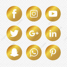 Golden Social Media Icons Set Social Icons Media Icons Social Media Icons Png And Vector With Transparent Background For Free Download In 2020 Social Media Icons Free Social Media Icons Vector