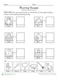 Rhyming Houses Worksheets Writing Worksheets Kindergarten Reading