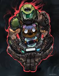 Doom Eternal Crossover Fan Art Slayer Meme Animal Crossing Fan Art