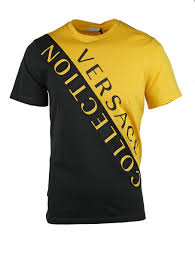 Black And Yellow T Shirt Mens 64 99 Versace Mens Contrast Panel T Shirt Black Yellow Em 2020 Camisa