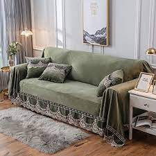 Jyphm Plush Sofa Slipcover Vintage Lace Suede Couch Cover Anti Slip Solid Color Sofa Cover Anti Dust Stain Proof Couch Covers Sofa Covers Slipcovered Sofa