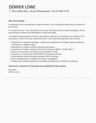 Organic Chemist Cover Letter