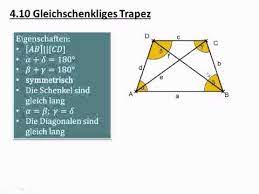 Da in einem trapez alle winkel an einer der parallelen grundseiten anliegen, muss ein rechtwinkliges trapez immer mindestens zwei rechte winkel besitzen, die nebeneinander liegen. 8 4 10 Gleichschenkliges Trapez Youtube