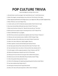 A lot of individuals admittedly had a hard t. 42 Best Pop Culture Trivia Questions And Answers You Can Find