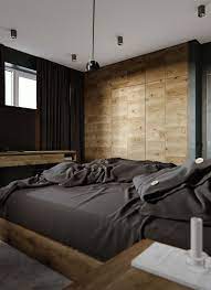 This design is elegant and gorgeous while still maintaining a modern and sophisticated air. Sarah Bedroom White Black Wood Concrete Green Brown Apartment Design Luxurious Bedrooms Home Room Design
