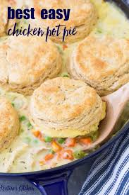 Homemade Chicken Pot Pie With Biscuits Tender Chicken And Vegetables In A Creamy Sauce Wi Homemade Chicken Pot Pie Pot Pie Recipe Easy Chicken Pot Pie Recipes