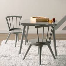 Nicklas Kids 3 Piece Windsor Writing Table And Chair Set In 2020 Kids Table Chair Set Kids Table And Chairs Round Table And Chairs
