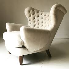 1950s Reclining Wing Chair With Great Size Fabulous And Unusual Wingchair Buttons Midcentury Interiordesign Anti Reclining Wing Chair Wing Chair Seating