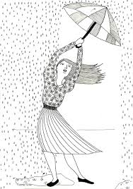 Black And White Umbrella Drawing Girl With Umbrella Drawing Black And White Pen By Liatib On Etsy Umbrella Drawing Pen Illustration Umbrella Illustration