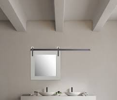 Bathroom mirror with 2 shelves in white sanded glass. Tributary Sliding Vanity Mirror Rustica