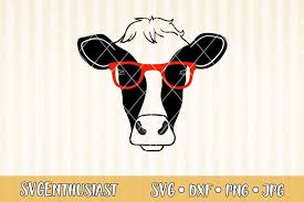 Mammal animal cow cattle farmyard bull farm head. Cute Cow With Glasses Svg Cut File 295604 Svgs Design Bundles
