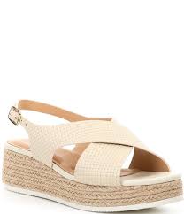 Alex Marie Milo Leather Wedge Slingback Platform Wedge Sandals